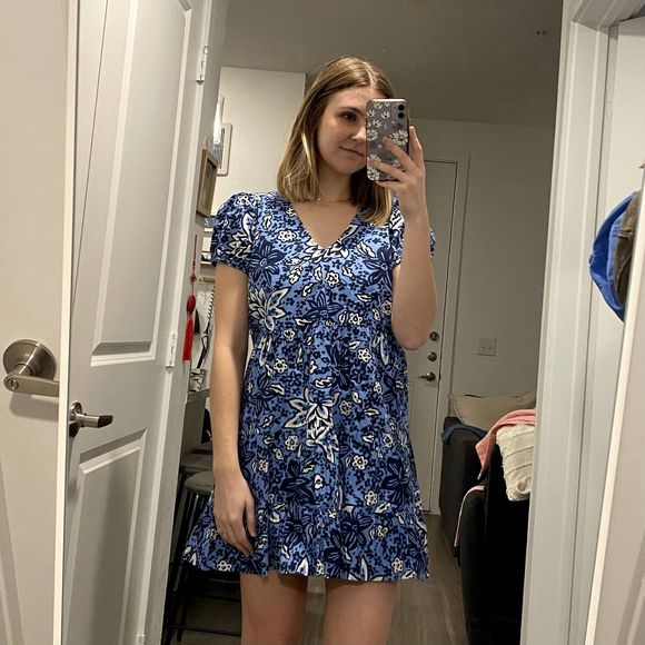 Sail to Sable Blue Floral Mini Dress (M) - Picture 2 of 10